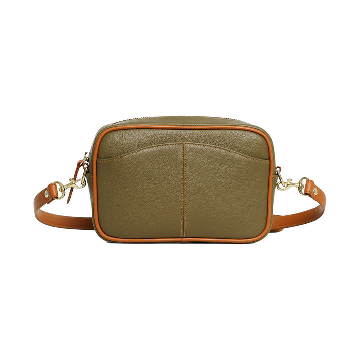 Paola — Leather Crossbody Camera Bag palomino olive green