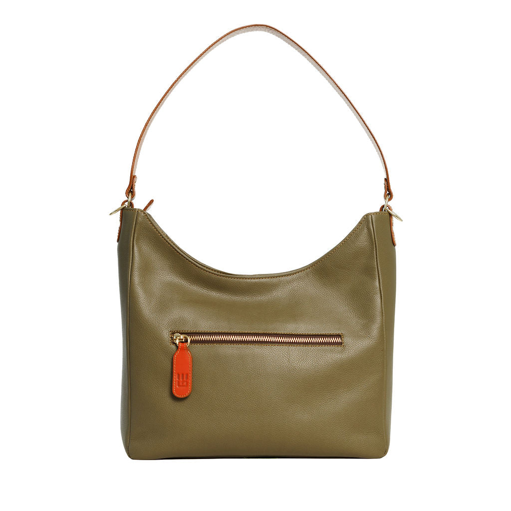 Desirée — Leather Hobo Bag olive green