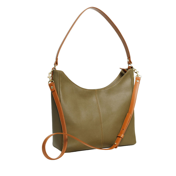 Desirée — Leather Hobo Bag olive green
