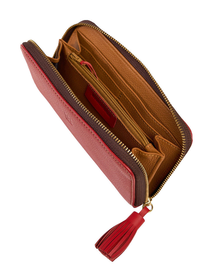 Victoria — Cartera de cuero con cremallera rojo