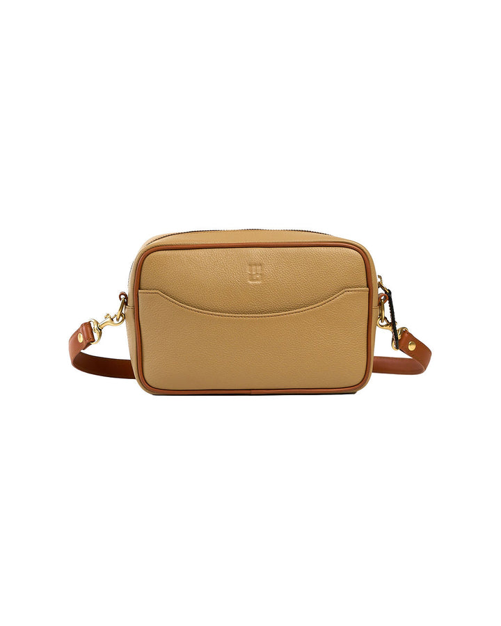 Paola — Leather Crossbody Camera Bag palomino with camel