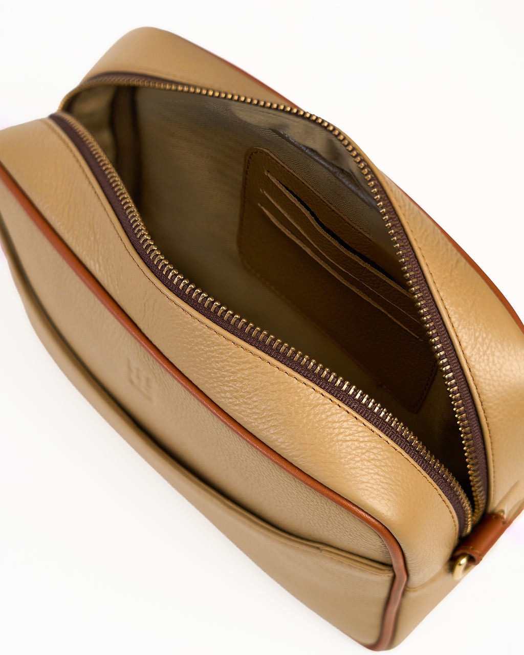 Paola — Leather Crossbody Camera Bag palomino with camel