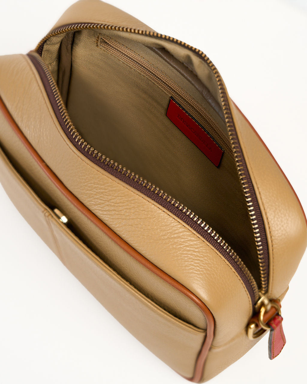 Paola — Leather Crossbody Camera Bag palomino with camel