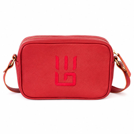Paola Icon Camera — Bolso Bandolero de cuero rojo